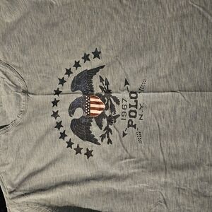 Ralph Lauren Gray Short Sleeve Tee with Patriotic Logo